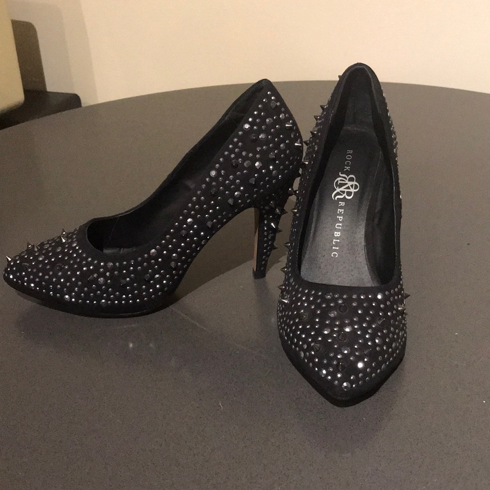 Studded Suede Rock and Republic Black Heels